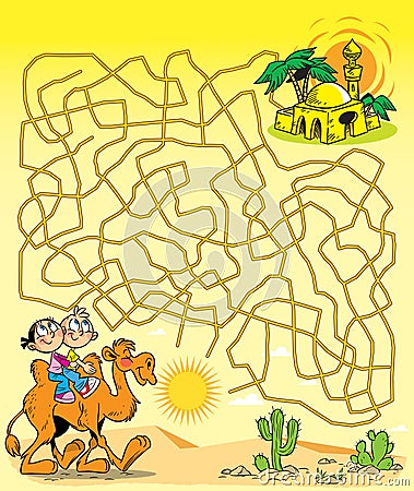 Maze oasis in the desert Vector Illustration